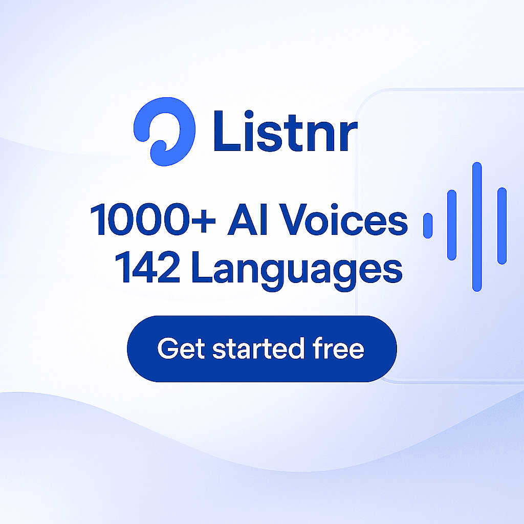 Listnr Ai Audio & Music for Creators tool preview